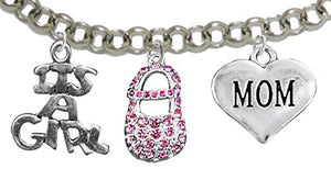 Mom, "It’s A Girl", Adjustable Bracelet, Hypoallergenic, Safe - Nickel & Lead Free