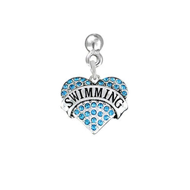 Swimming Crystal Heart Charm Post Earrings ©2009 Adjustable Safe - Nickel & Lead Free!