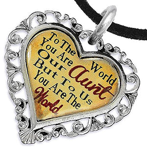 Aunt Heart Charm Necklace ©2016 Hypoallergenic, Adjustable, Safe, Nickel, Lead & Cadmium Free!