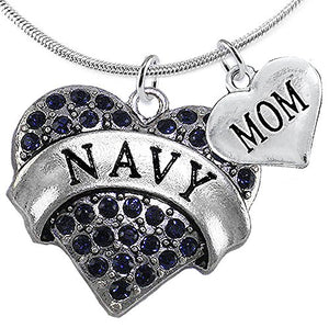 Navy Mom Blue Crystal Heart, Adjustable, Will NOT Irritate Anyone with Sensitive Skin. Safe