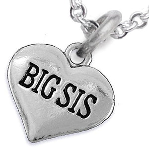 Big Sis Heart Charm Necklace ©2016 Hypoallergenic, Adjustable, Safe, Nickel, Lead & Cadmium Free!