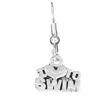 I Love to Swim Charm Fishhook Earrings ©2009 Adjustable Safe - Nickel & Lead Free!