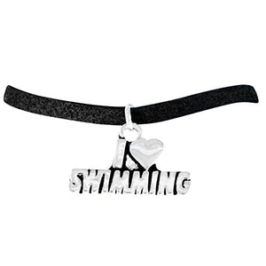 Swimming "I Love Swimming" Bracelet Adjustable Hypoallergenic, Safe - Nickel, Lead & Cadmium Free!
