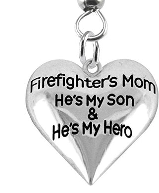 Firefighter, My Son Is My Hero Earrings, Hypoallergenic, Safe - Nickel & Lead Free