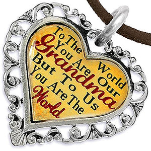 Grandma Heart Charm Necklace ©2016 Hypoallergenic, Adjustable, Safe, Nickel, Lead & Cadmium Free!