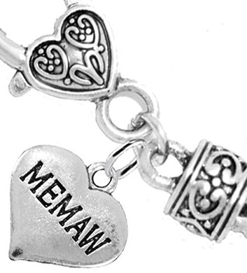 Memaw Heart Charm Bracelet ©2016 Hypoallergenic, Safe, Nickel, Lead & Cadmium Free!