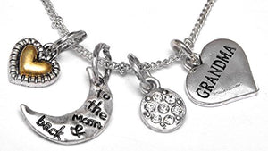 Grandma "I Love You to The Moon & Back", Adjustable Necklace Set, Will NOT Irritate Sensitive Skin