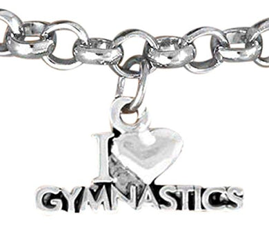 I Love Gymnastics Bracelet Adjustable, Hypoallergenic, Safe, Nickel, Lead & Cadmium Free