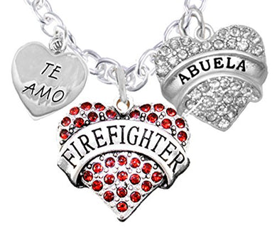 Firefighter's Te Amo Abuela Necklace, Hypoallergenic Safe - Nickel, Lead & Cadmium Free