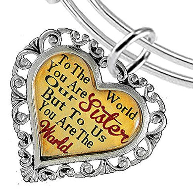 Sister Heart Charm Bracelet ©2016 Hypoallergenic, Adjustable, Safe, Nickel, Lead & Cadmium Free!