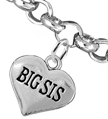 Big Sis Heart Charm Bracelet ©2016 Hypoallergenic, Adjustable, Safe, Nickel, Lead & Cadmium Free!