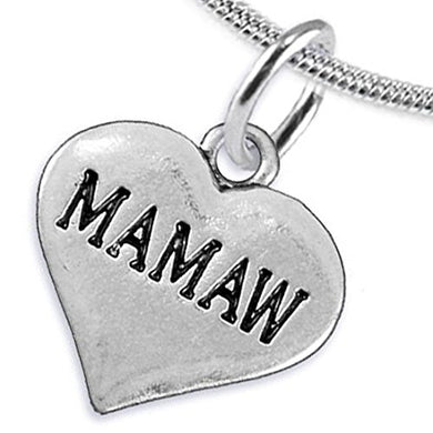 Mamaw Heart Charm Necklace ©2016 Hypoallergenic, Adjustable, Safe, Nickel, Lead & Cadmium Free!