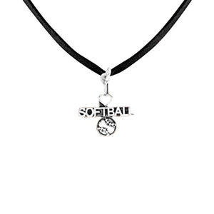 I Heart (Love) Softball Hypoallergenic Adjustable Necklace Nickel, Lead, and Cadmium Free