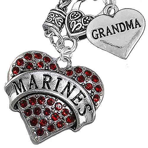 Marine Grandma Heart Necklace, Will NOT Irritate Anyone with Sensitive Skin. Safe - Nickel Free