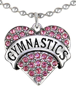 Genuine Crystal Pink Gymnastic Heart Necklace, Adjustable, Nickel, Lead & Cadmium Free