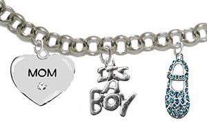 Mom, "It’s A Boy", Adjustable Bracelet, Hypoallergenic, Safe - Nickel & Lead Free