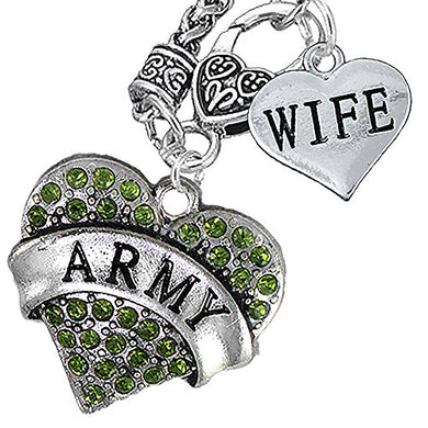 Army Wife Heart Necklace, Will NOT Irritate Anyone with Sensitive Skin. Safe - Nickel & Lead Free