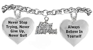 Theater Drama Bracelet, "#1 Actress", "Never Give Up" Hypoallergenic Adjustable, Nickel & Lead Free