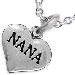 Nana Heart Charm Necklace ©2016 Hypoallergenic, Adjustable, Safe, Nickel, Lead & Cadmium Free!