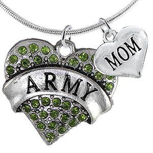 ArMy Mom Heart Necklace, Adjustable, Will NOT Irritate Anyone with Sensitive Skin. Nickel Free