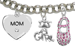 Mom, "It’s A Girl", Adjustable Bracelet, Hypoallergenic, Safe - Nickel & Lead Free