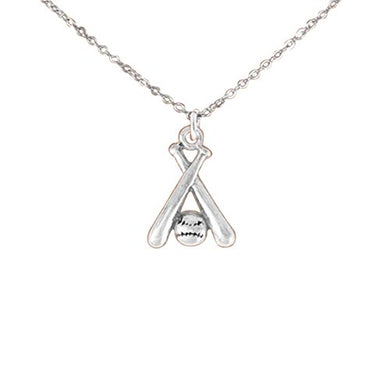 Softball-Crossed Bats and Ball Hypoallergenic Adjustable Necklace Safe - Nickel & Lead Free