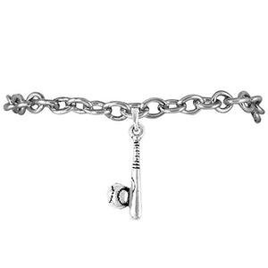 The Perfect Gift "Ball & Bat Charm" Bracelet ©2009 Adjustable, Safe - Nickel & Lead Free