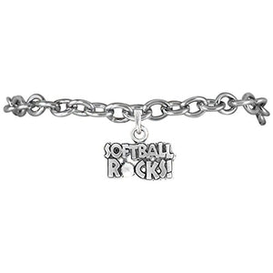 The Perfect Gift "Softball Rocks" Adjustable Bracelet ©2010 Safe - Nickel & Lead Free