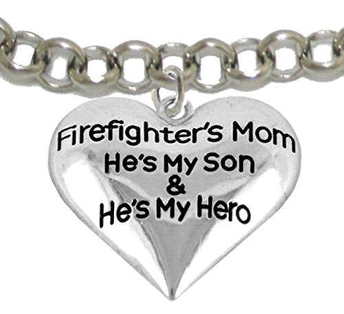 Firefighter, My Son Is My Hero Adjustable Bracelet, Hypoallergenic, Safe - Nickel & Lead Free