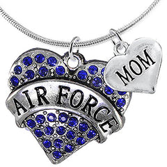 Air Force "Mom" Heart Necklace, Adjustable, Will NOT Irritate Anyone with Sensitive Skin. Safe
