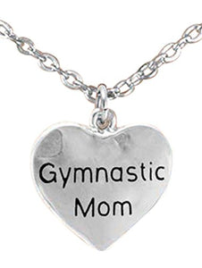 Gymnastic "Mom" Heart Necklace, Adjustable, Hypoallergenic, Nickel, Lead & Cadmium Free