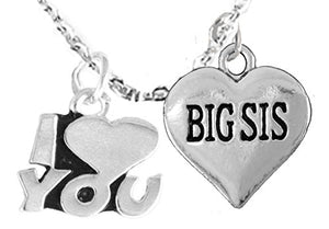 Big Sis I Love You Adjustable Curb Chain Necklace, Hypoallergenic, Safe - Nickel & Lead Free