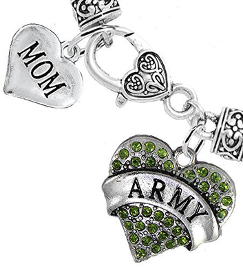 ArMy Mom Heart Bracelet, Will NOT Irritate Anyone with Sensitive Skin. Safe - Nickel & Lead Free