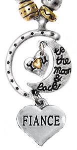 Fiancé, "I Love You to The Moon & Back", Adjustable, Safe, Nickel & Lead Free