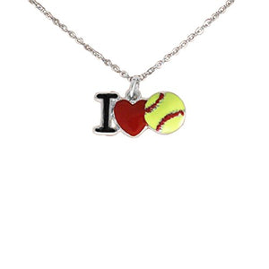 Softball "I Heart (Love) Softball" ©2011 Hypoallergenic Adjustable Necklace. Nickel & Lead Free.