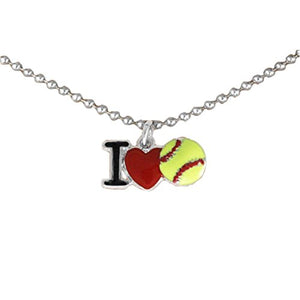 Softball "I Heart (Love) Softball" ©2011 Hypoallergenic Adjustable Necklace. Nickel & Lead Free.