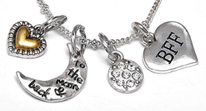 BFF "I Love You to The Moon & Back", Adjustable Necklace Set, Will NOT Irritate Sensitive Skin