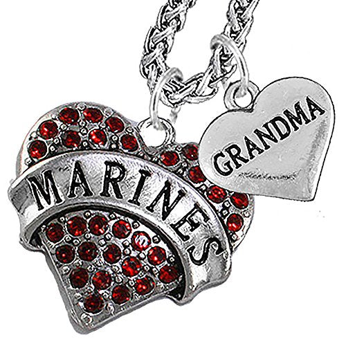 Marine Grandma Heart Necklace, Will NOT Irritate Anyone with Sensitive Skin. Safe - Nickel Free