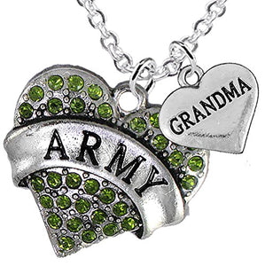 Army Grandma Heart Necklace, Adjustable, Will NOT Irritate Anyone with Sensitive Skin. Safe
