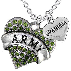 Army Grandma Heart Necklace, Adjustable, Will NOT Irritate Anyone with Sensitive Skin. Safe