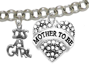 Mother to Be, "It’s A Girl", Adjustable Bracelet, Hypoallergenic, Safe - Nickel & Lead Free