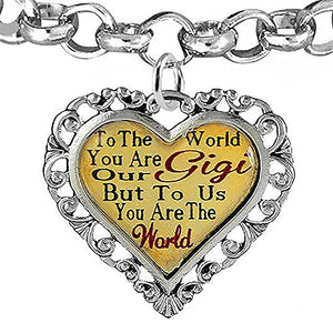 Gigi Heart Charm Bracelet ©2016 Hypoallergenic, Adjustable, Safe, Nickel, Lead & Cadmium Free!