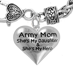 Army Enlisted "Daughter", My Daughter Is My Hero Bracelet, Safe - Nickel & Lead Free.