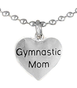 Gymnastic "Mom" Heart Necklace, Adjustable, Hypoallergenic, Nickel, Lead & Cadmium Free!