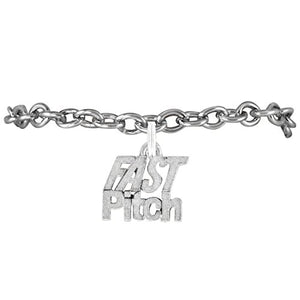 The Perfect Gift "Softball Fast Pitch Charm" Bracelet ©2009 Hypoallergenic - Nickel & Lead Free