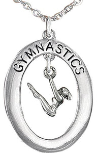 Children's "Gymnast Posed on Uneven Bars" Necklace, Adjustable, Hypoallergenic, Nickel, Lead &Free