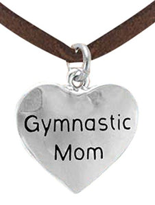 Gymnastic "Mom" Heart Necklace, Adjustable, Hypoallergenic, Nickel, Lead & Cadmium Free