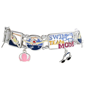 Swim "Team Mom" Bracelet Hypoallergenic, Safe - Nickel, Lead & Cadmium Free!