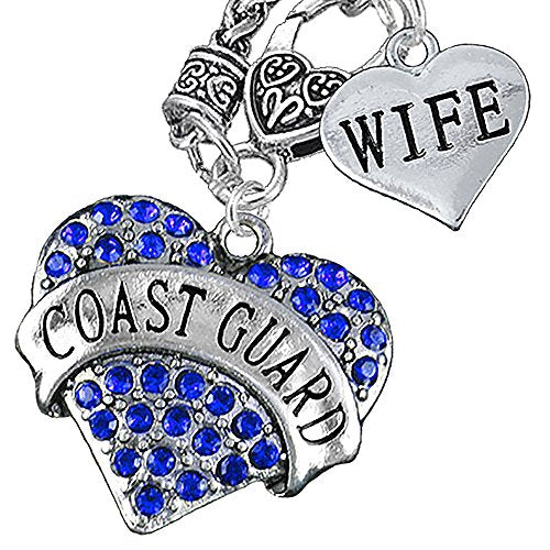Coast Guard Wife Heart Necklace, Will NOT Irritate Anyone with Sensitive Skin - Nickel & Lead Free