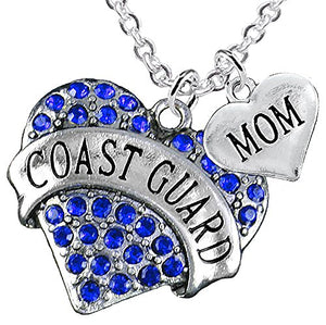 Coast Guard "Mom" Heart Necklace, Adjustable, Will NOT Irritate Anyone with Sensitive Skin. Safe